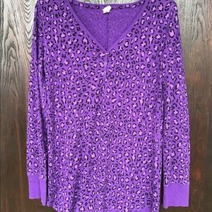 Purple Leopard Print Long Sleeve